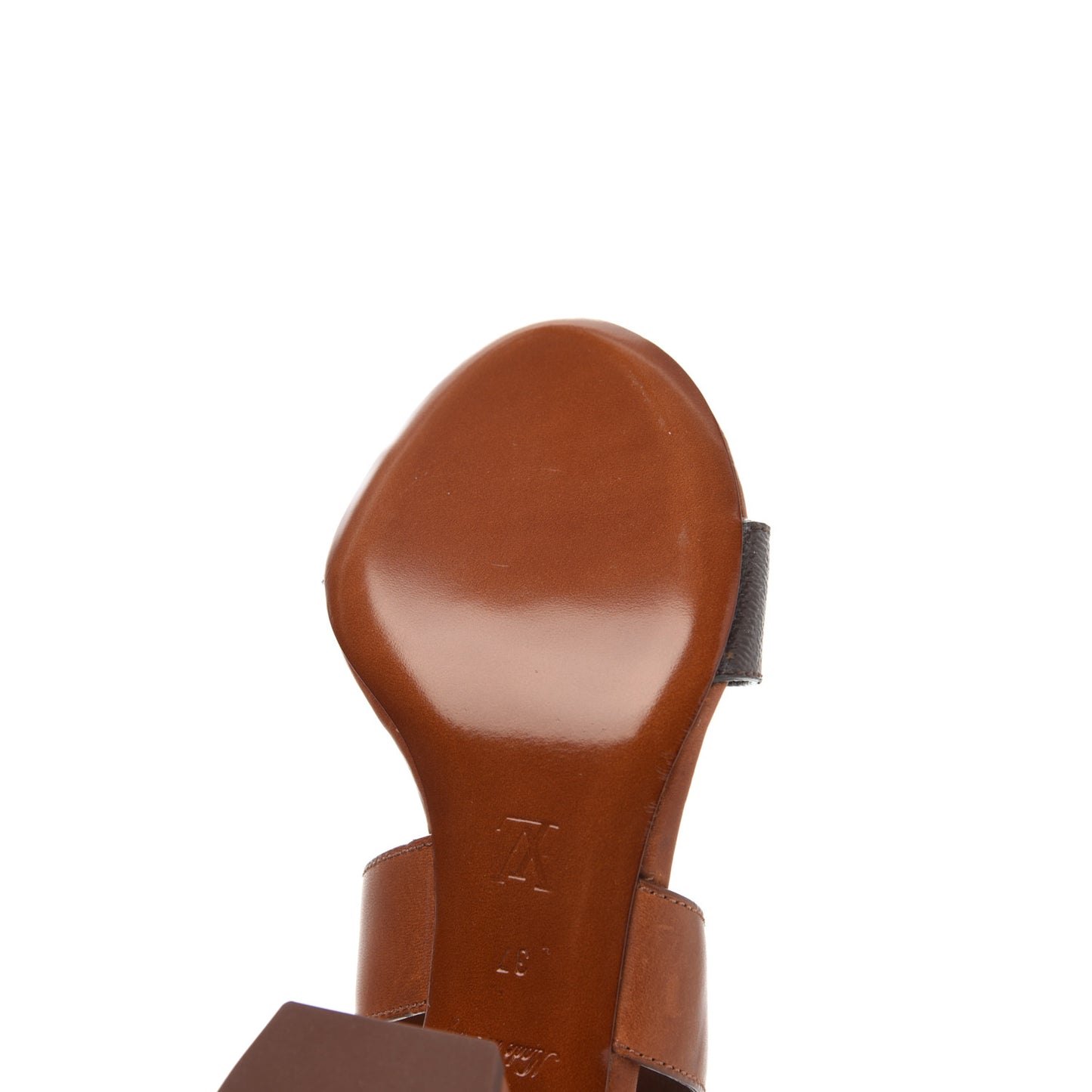 Calfskin Monogram Horizon Sandals 37 Cognac Brown