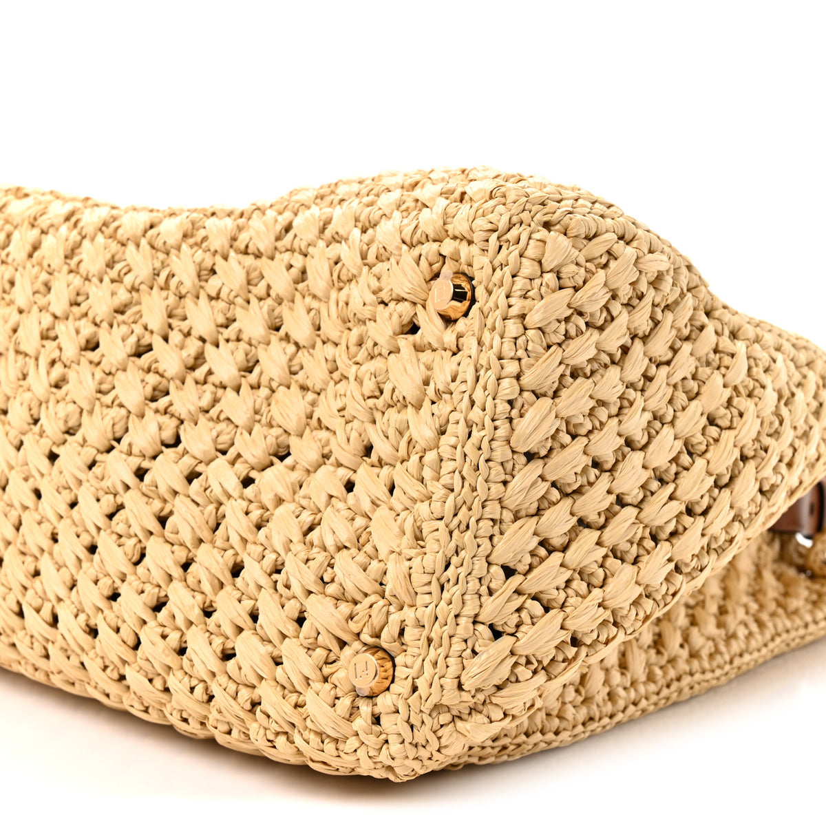Raffia Effect Woven Large Fendi Way Tote Beige