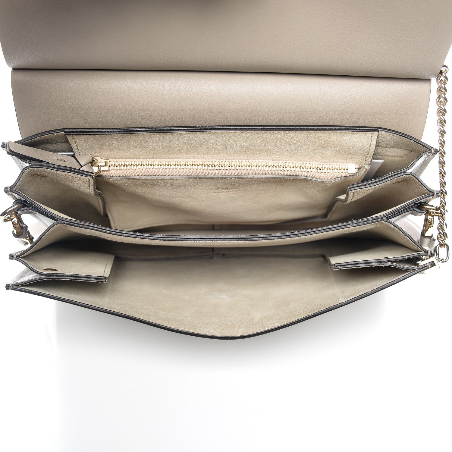 Chloe Calfskin Suede Medium Faye Shoulder Bag Motty Grey 5 of 7