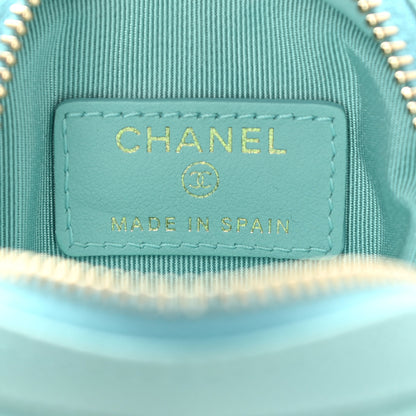 Chanel Caviar Quilted Zip Around Classic Coin Purse Light Blue 6 of 8