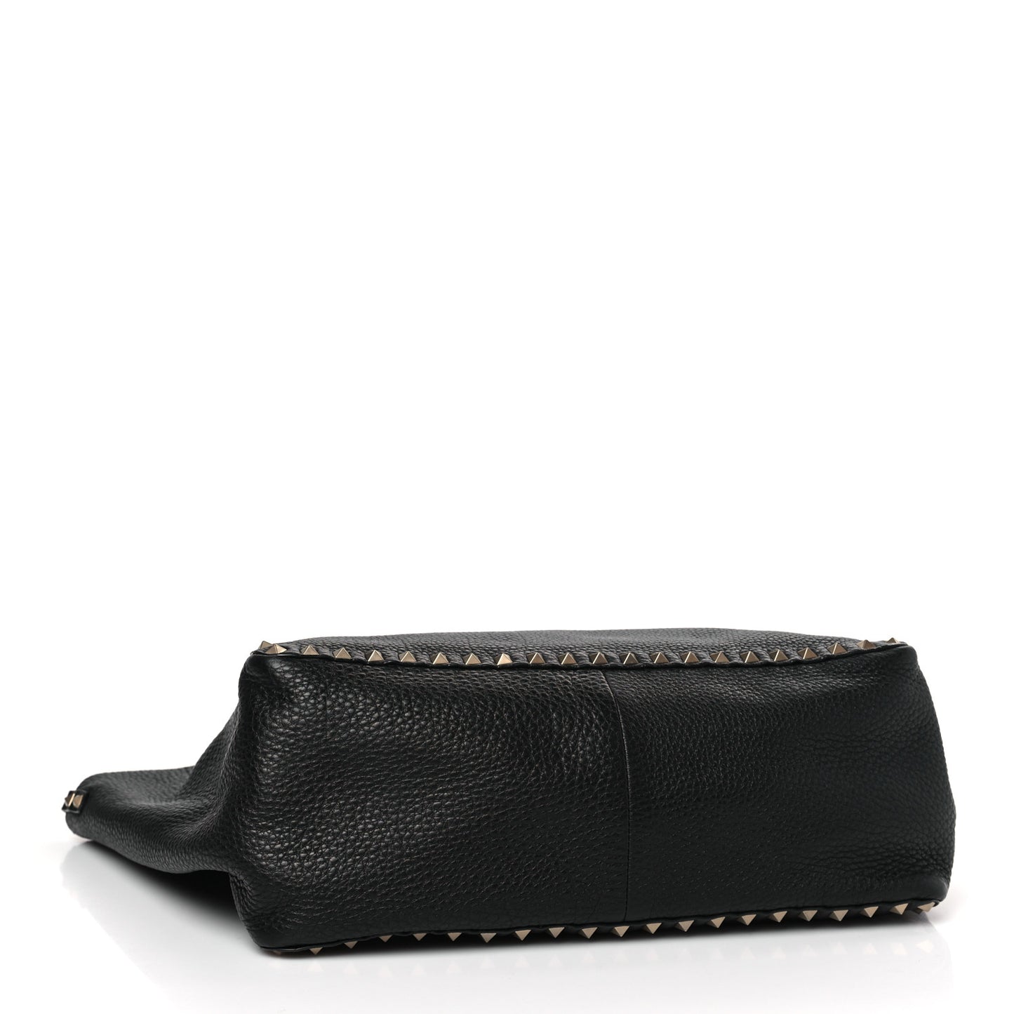 Pebbled Calfskin Beaded Rockstud Tote Black