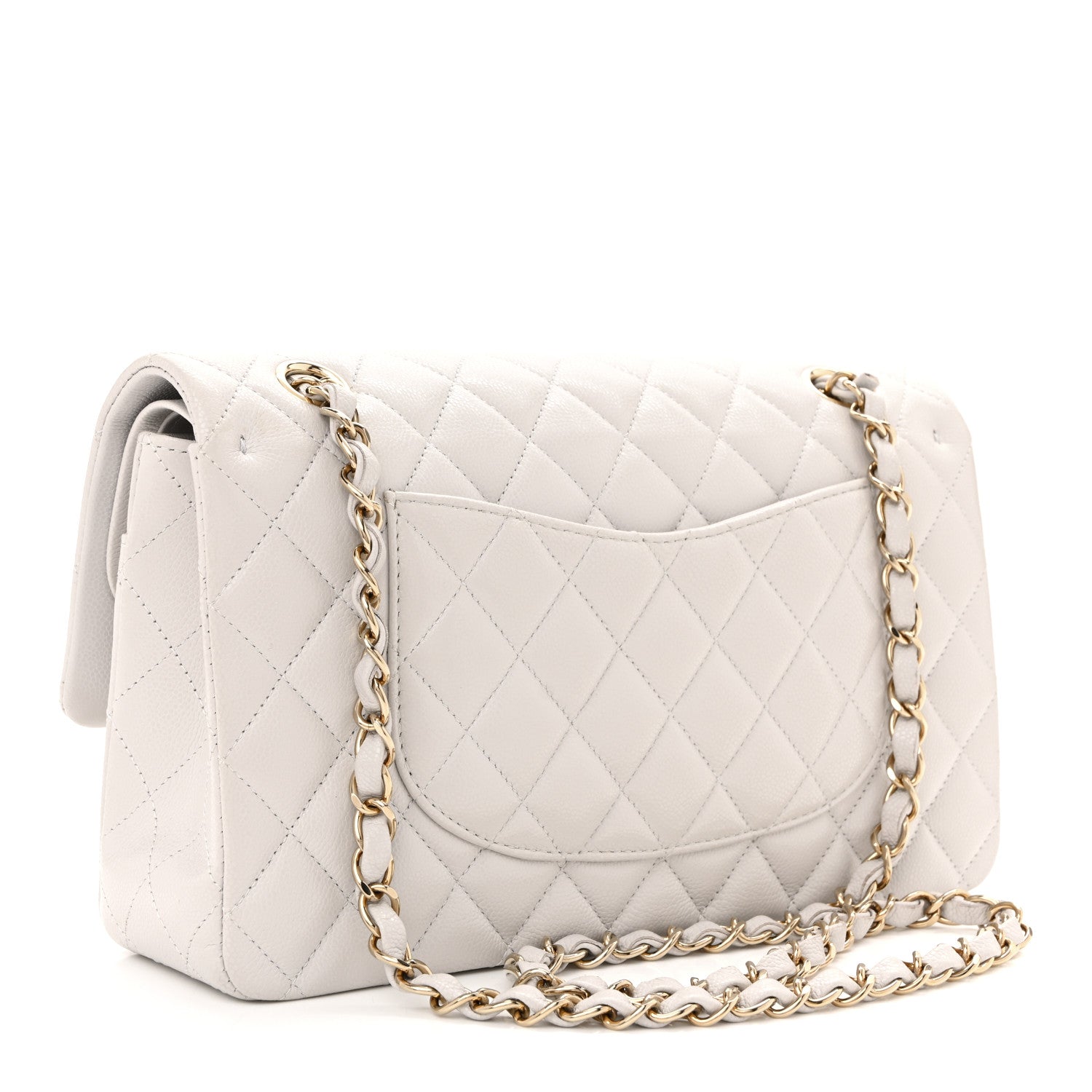 Chanel Caviar Quilted Medium Double Flap Light Grey 2 of 11