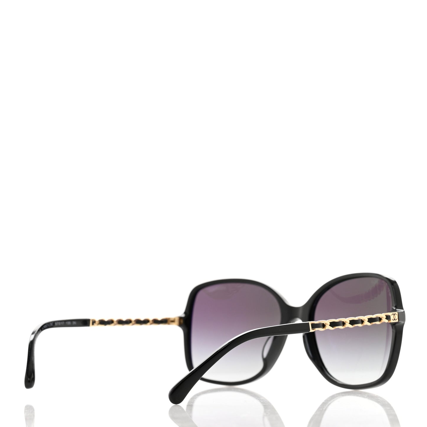 Lambskin Square Chain Sunglasses 5210-Q-A Black