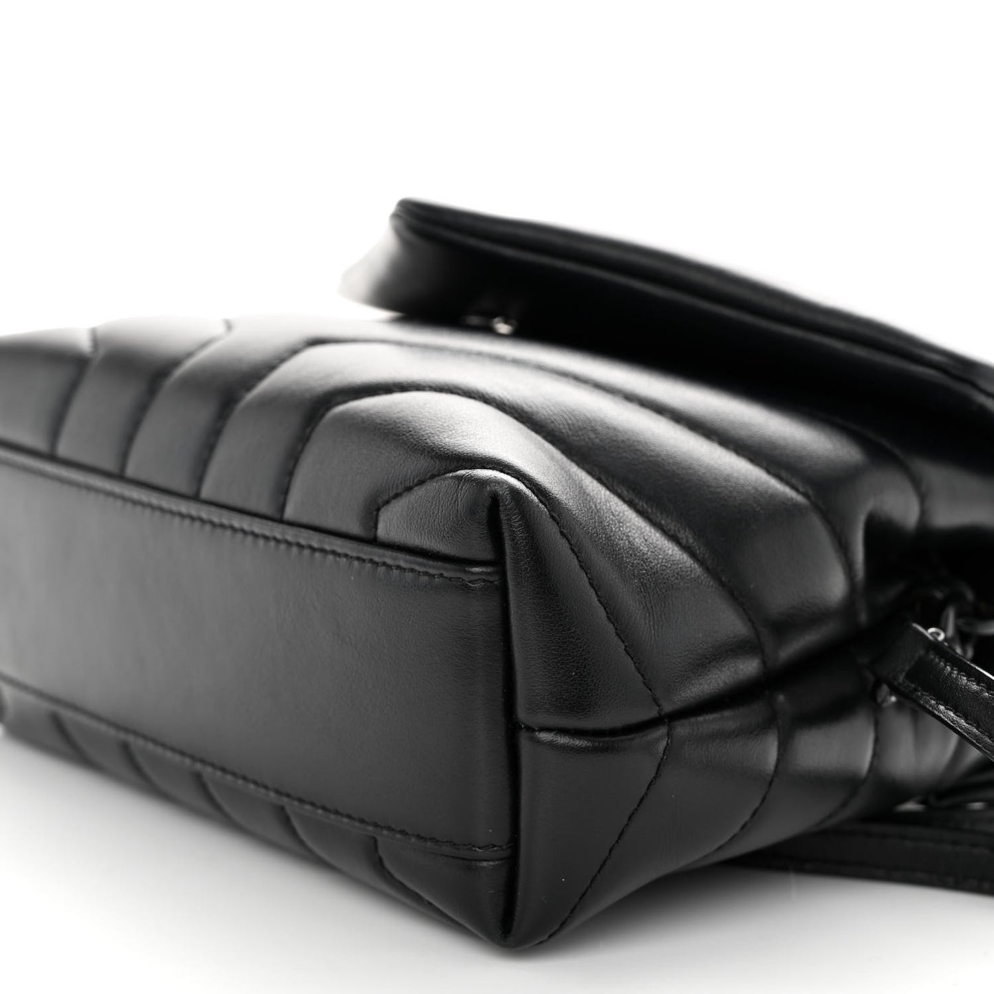 Calfskin Y Quilted Monogram Monochrome Toy Loulou Crossbody Bag Black