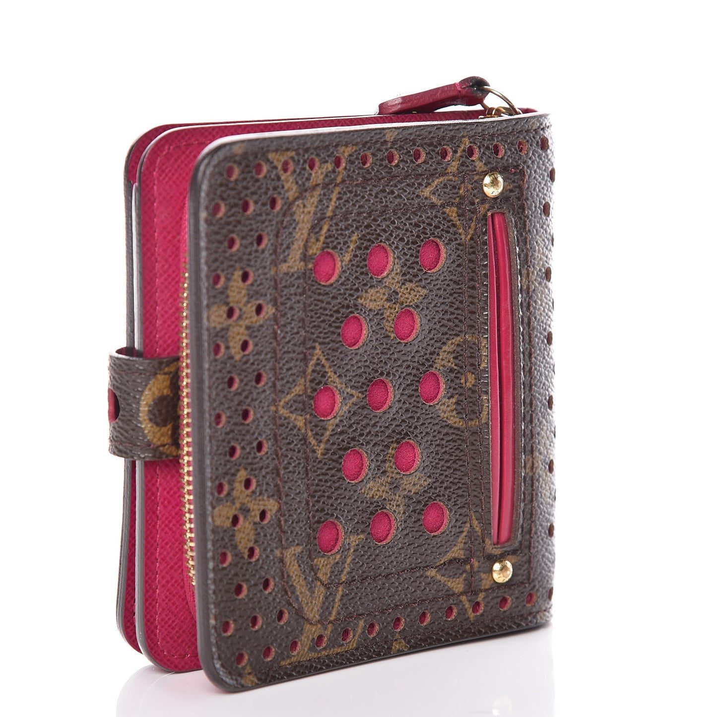 Monogram Perforated Compact Zipped Wallet Fuchsia