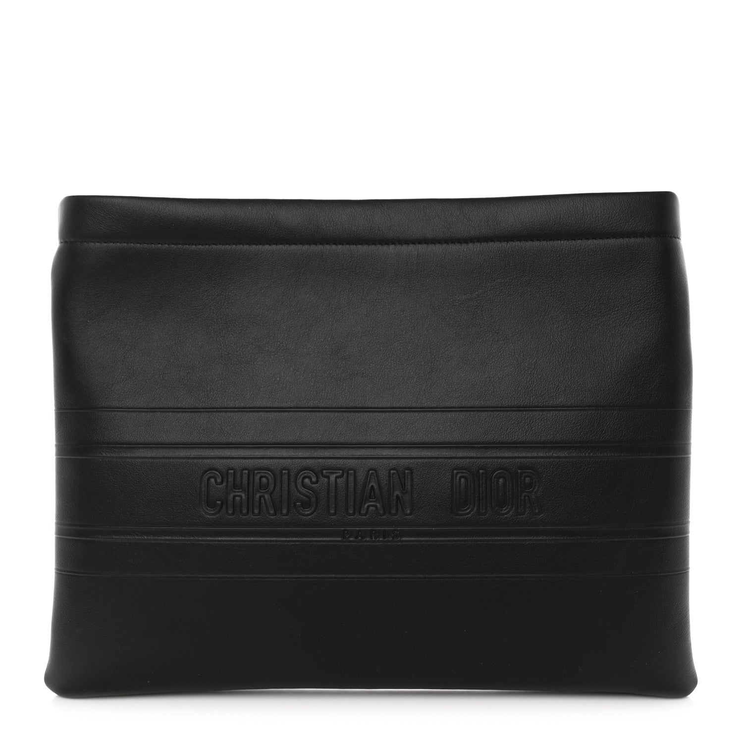 Christian Dior Calfskin Embossed Logo Zip Clutch Black 1 of 9