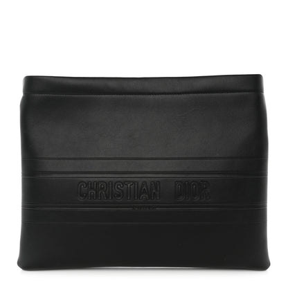 Christian Dior Calfskin Embossed Logo Zip Clutch Black 1 of 9
