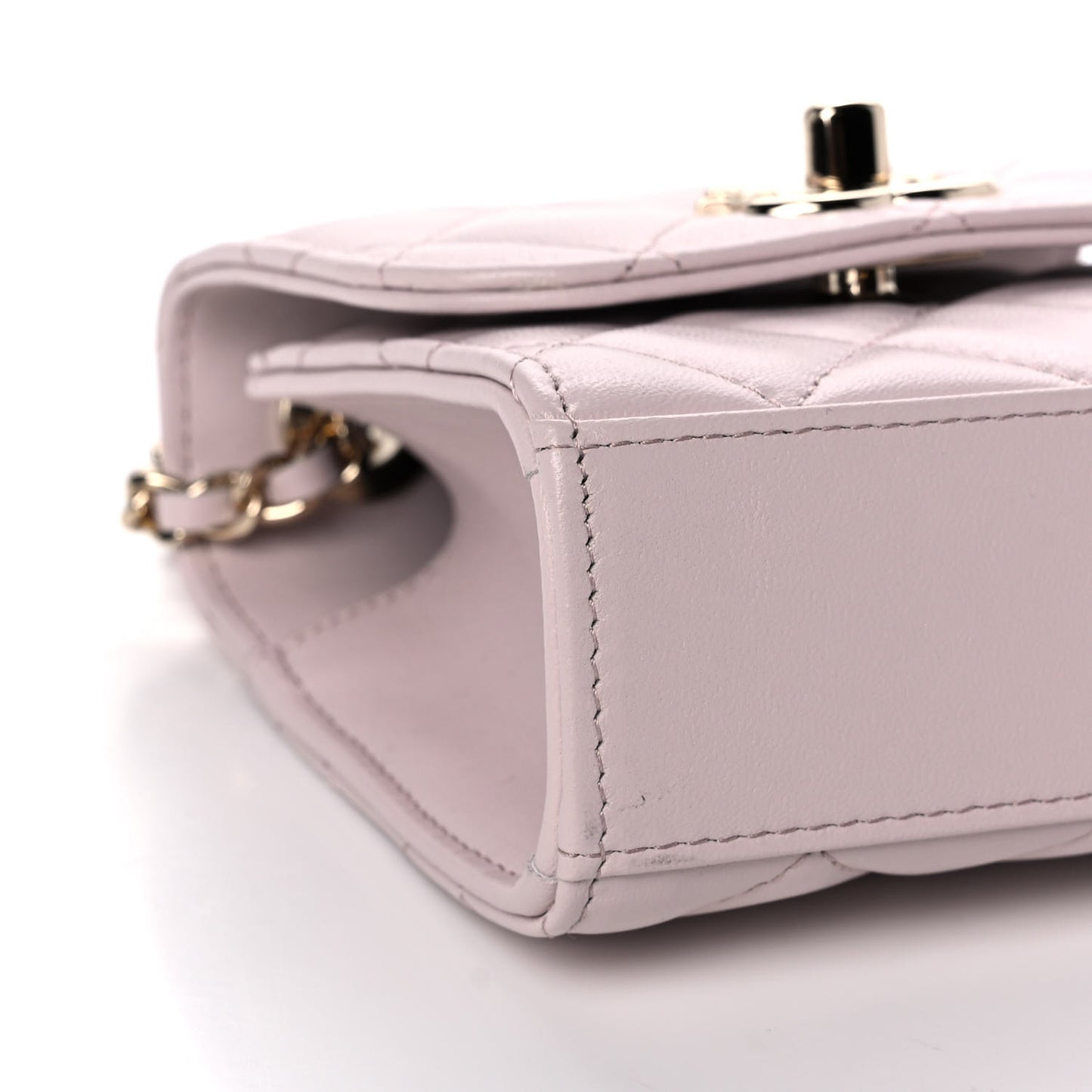 Lambskin Quilted Mini Trendy CC Clutch With Chain Light Purple