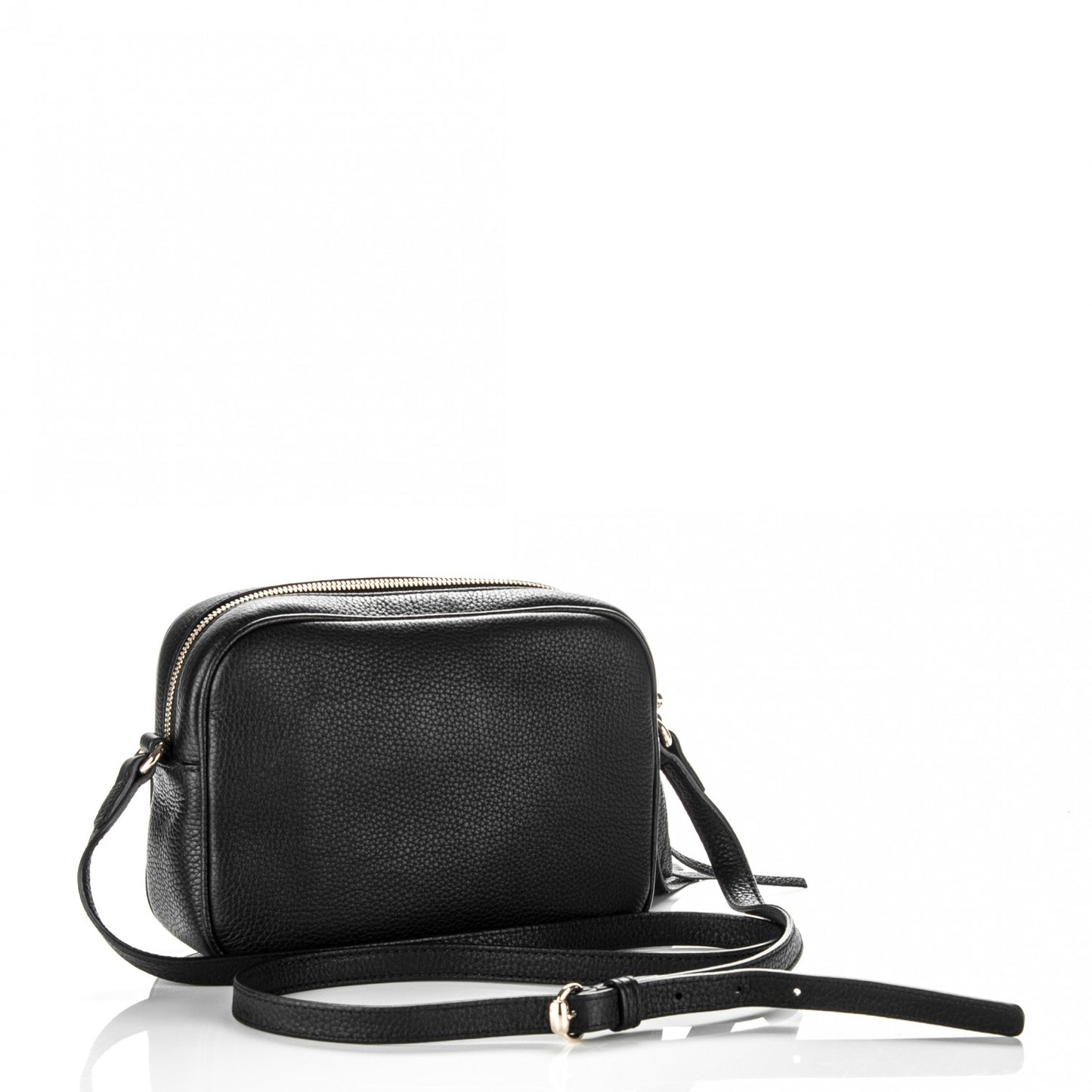 Pebbled Calfskin Small Soho Disco Bag Black