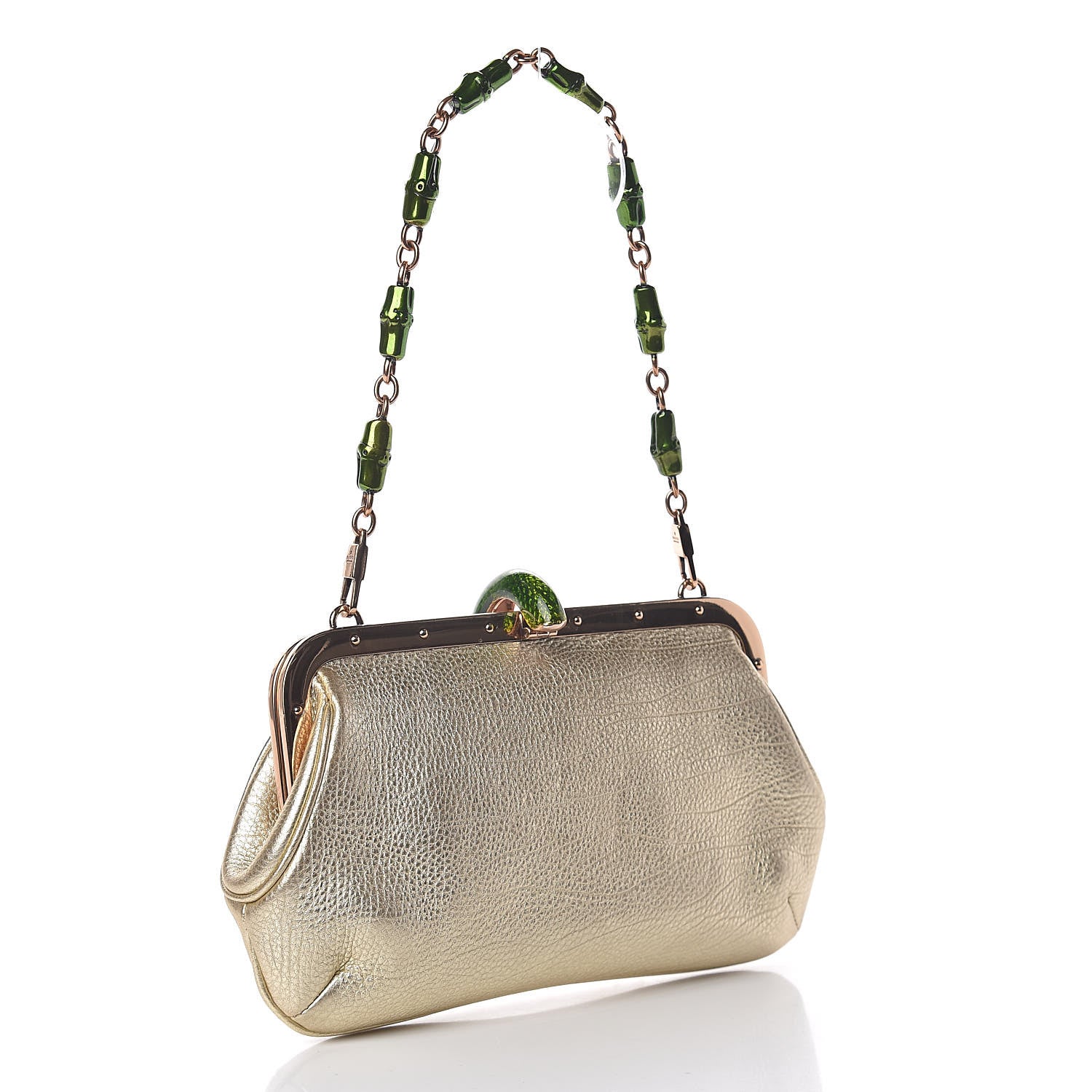 Gucci Metallic Calfskin Jeweled Dragon Evening Bag Gold 3 of 14
