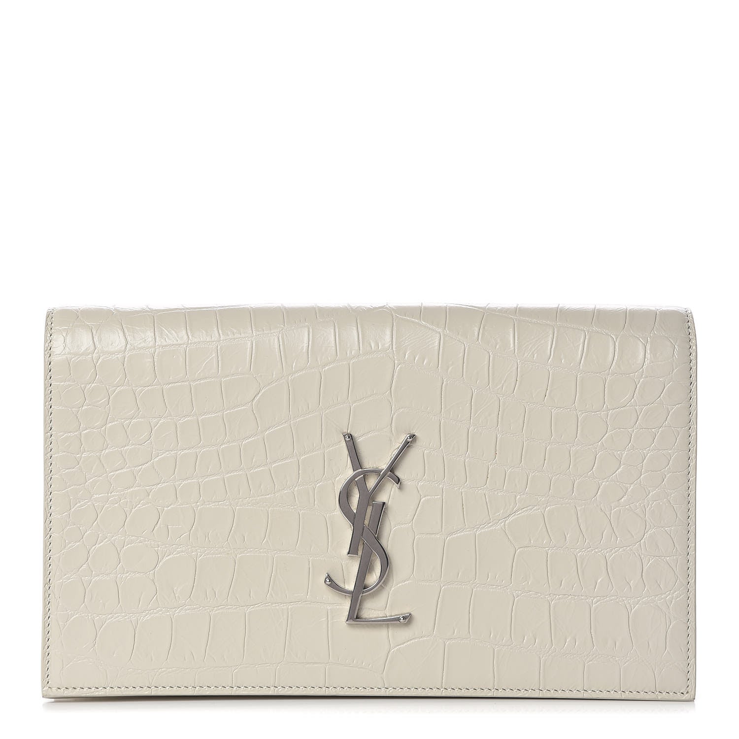 Saint Laurent Calfskin Crocodile Embossed Classic Kate Monogram Clutch Porcellana 1 of 8