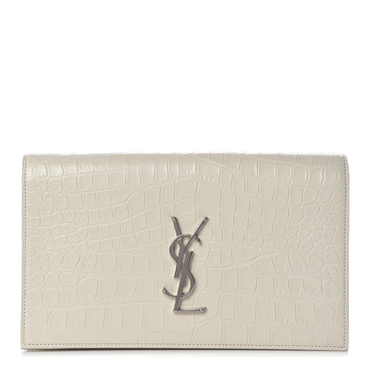 Saint Laurent Calfskin Crocodile Embossed Classic Kate Monogram Clutch Porcellana 1 of 8