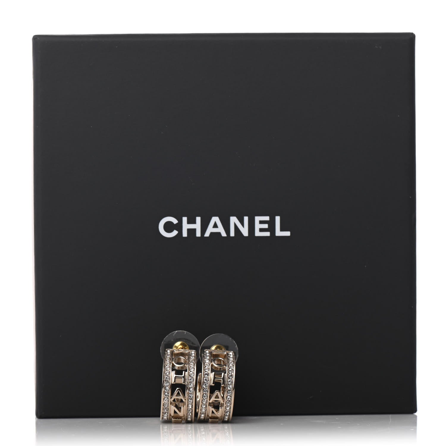 Chanel Metal Crystal Bow-tiful CC Hoop Earrings Gold 5 of 5