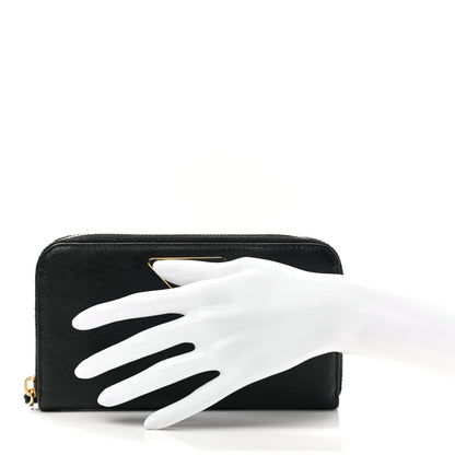 Prada Saffiano Metal Zip Around Wallet Black 2 of 8