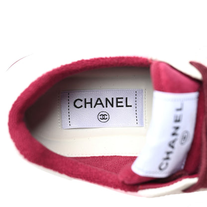Chanel Grained Calfskin Fabric Womens Logo Sneakers 36.5 White Dark Purple 7 of 10