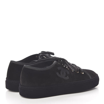 Chanel Velvet Womens CC Sneakers 36 Black 4 of 9