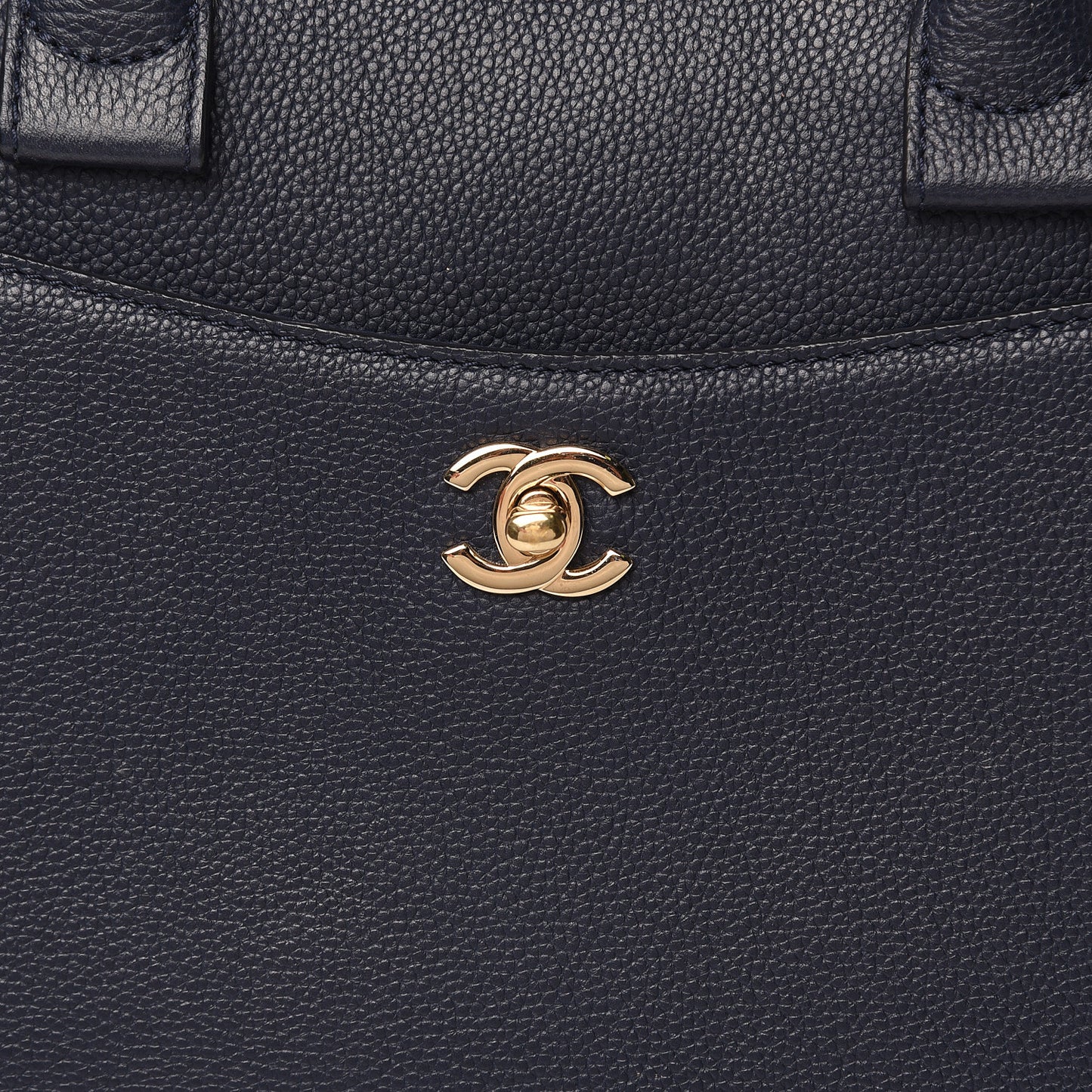 Grained Calfskin Small Neo Executive Shopper Tote Navy