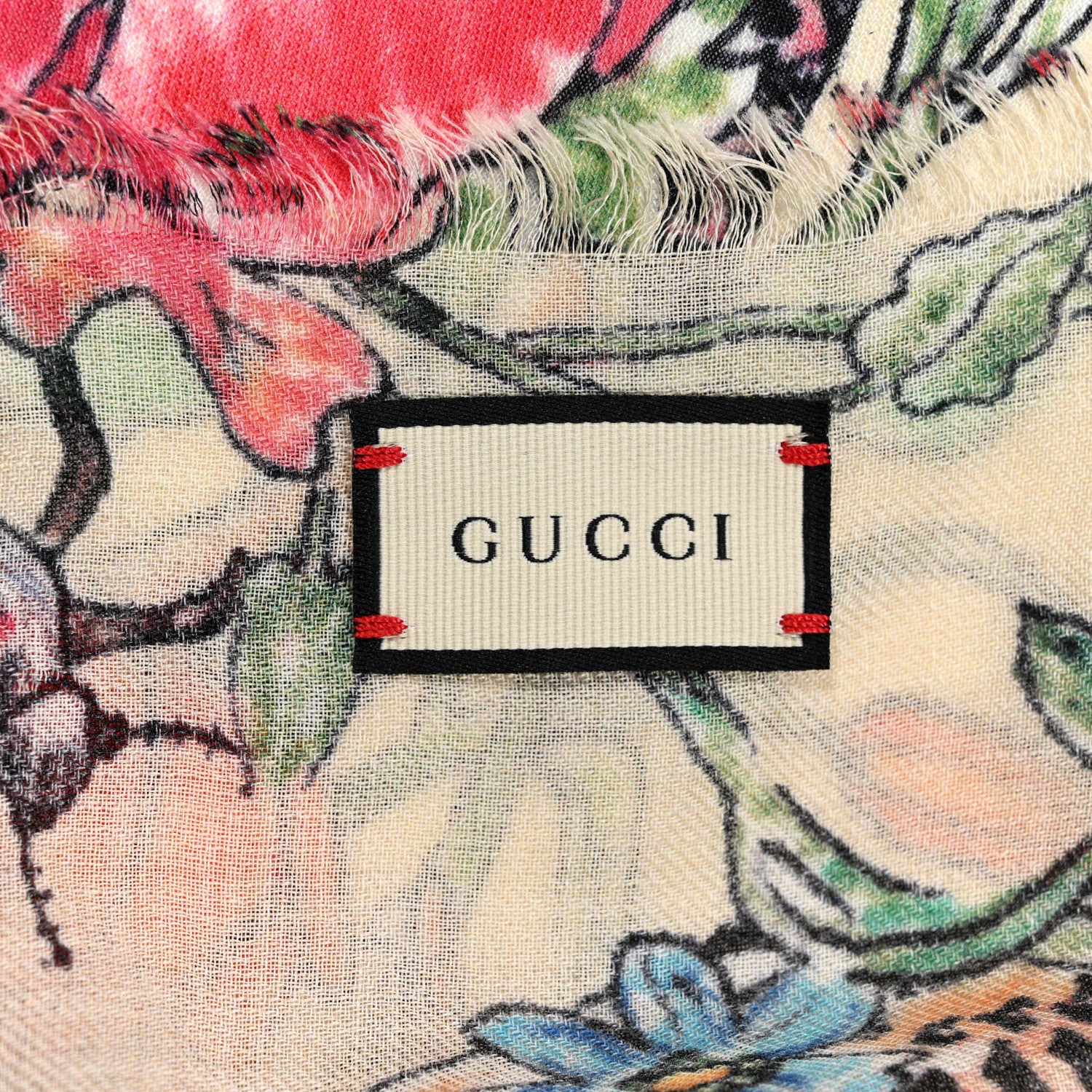Gucci Wool Floral Print Shawl Multicolor 2 of 4