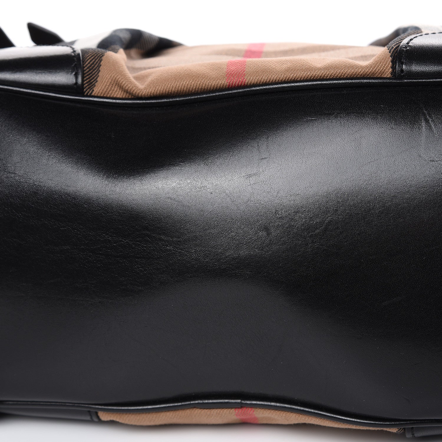 Burberry House Check Bridle Calfskin Medium Whipstitch Tote Black 9 of 14