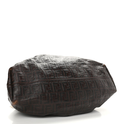 Fendi Vitello Bottalato FF Embossed Large Chef Shopper Tote Chocolate 4 of 12