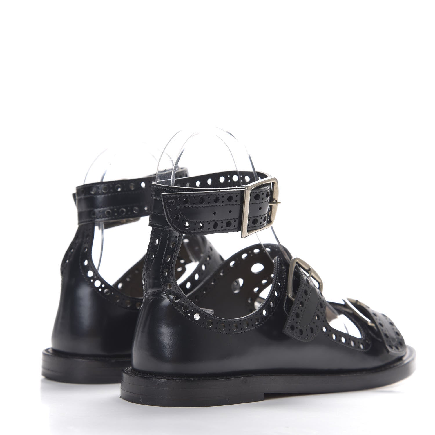 Christian Dior Brushed Calfskin Perforated Teddy-D Flat Sandals 35 Black 4 of 12