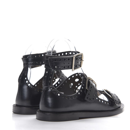 Christian Dior Brushed Calfskin Perforated Teddy-D Flat Sandals 35 Black 4 of 12