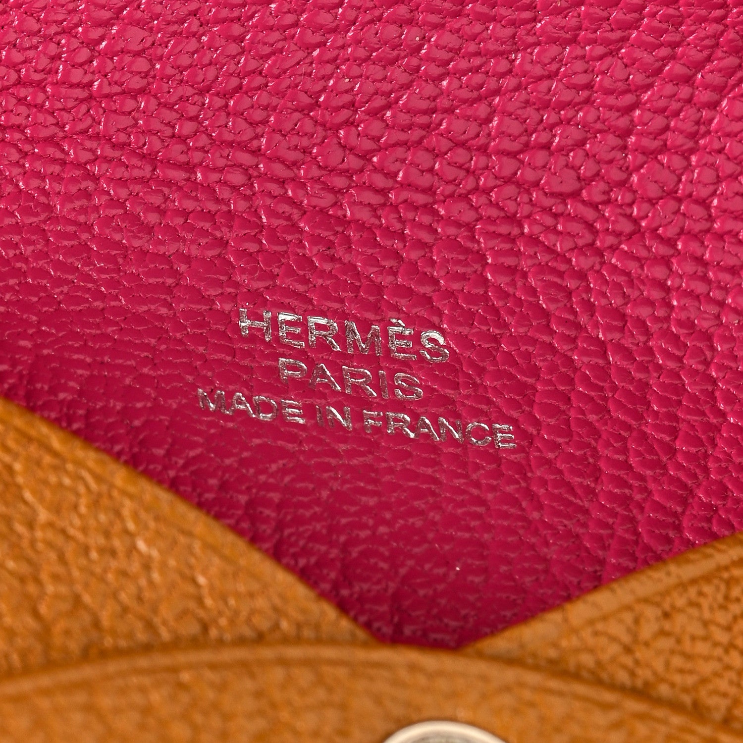 Hermes Chevre Mysore Verso Calvi Card Case Caramel Rose Shocking 6 of 8