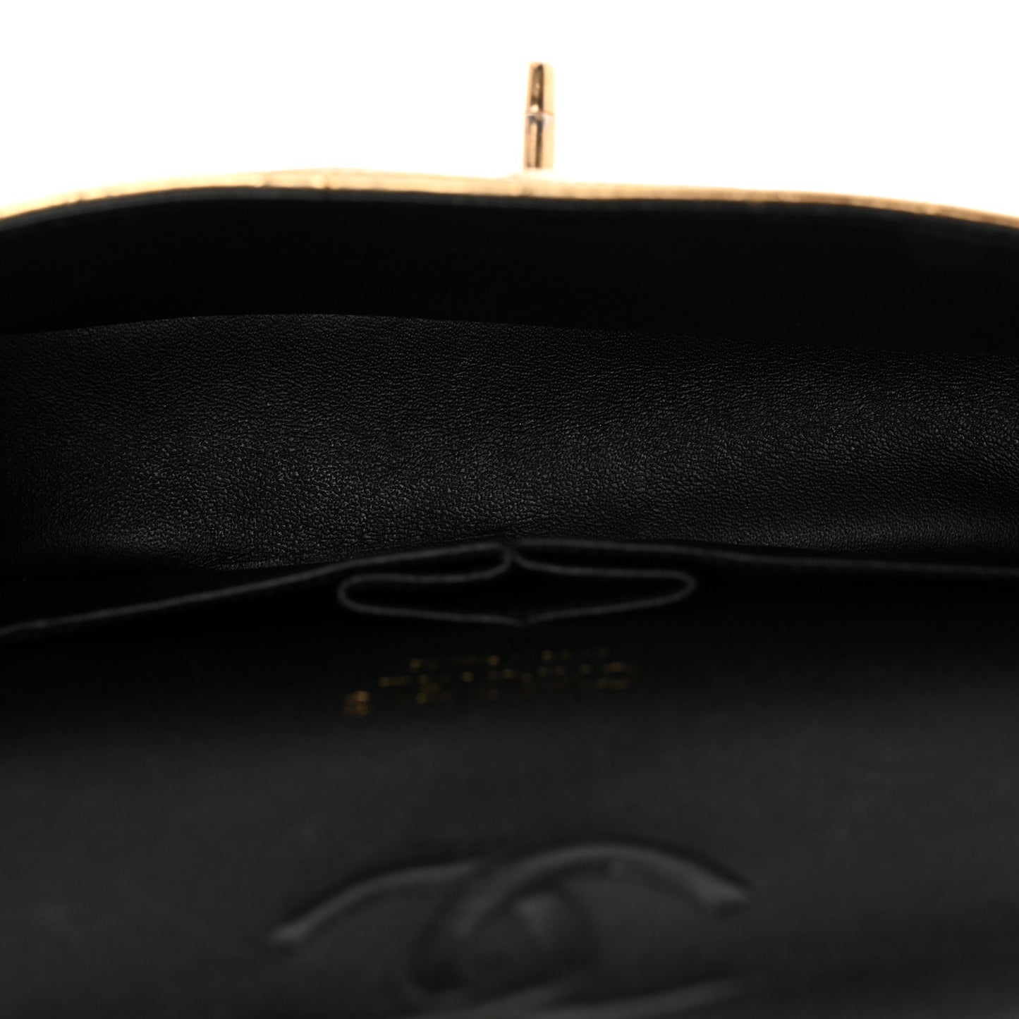 Metallic Calfskin Crocodile Embossed Cocodile Small Double Flap Gold
