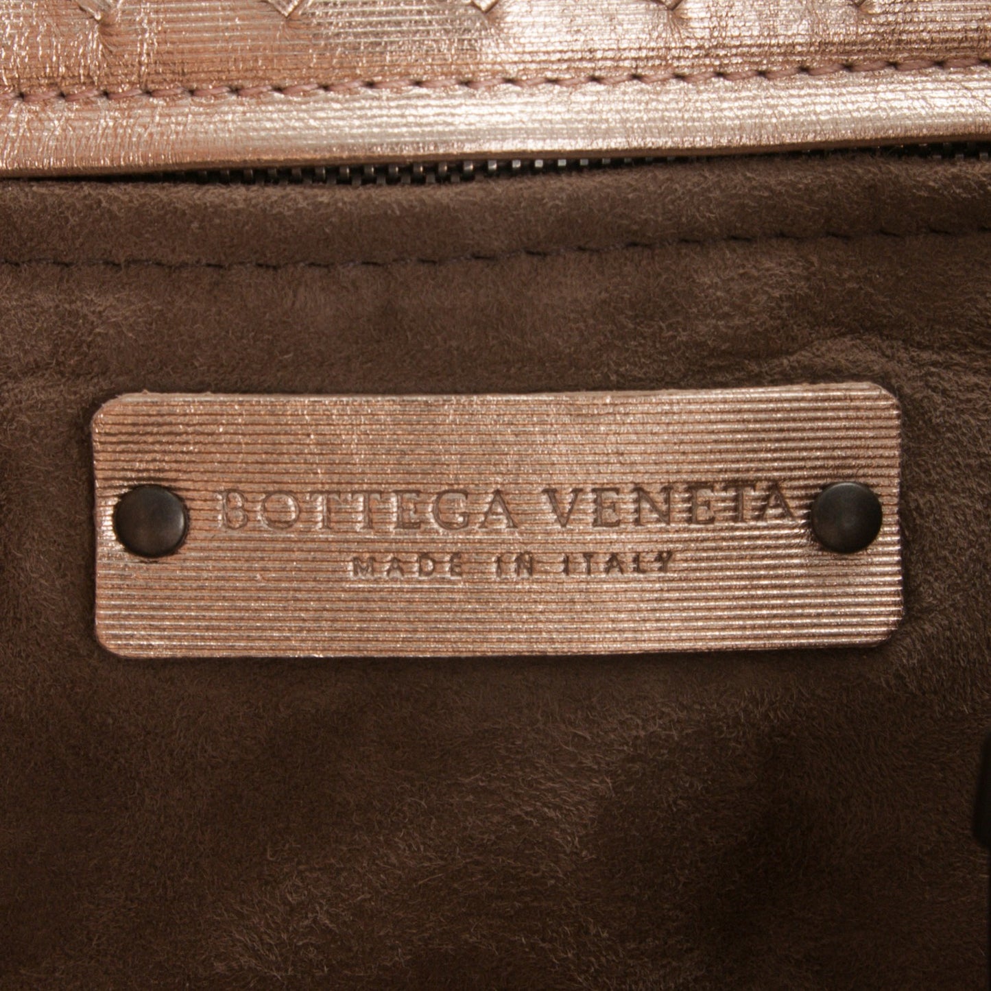 Metallic Grosgrain Intrecciato Medium A Shape Seamless Tote Rose Gold