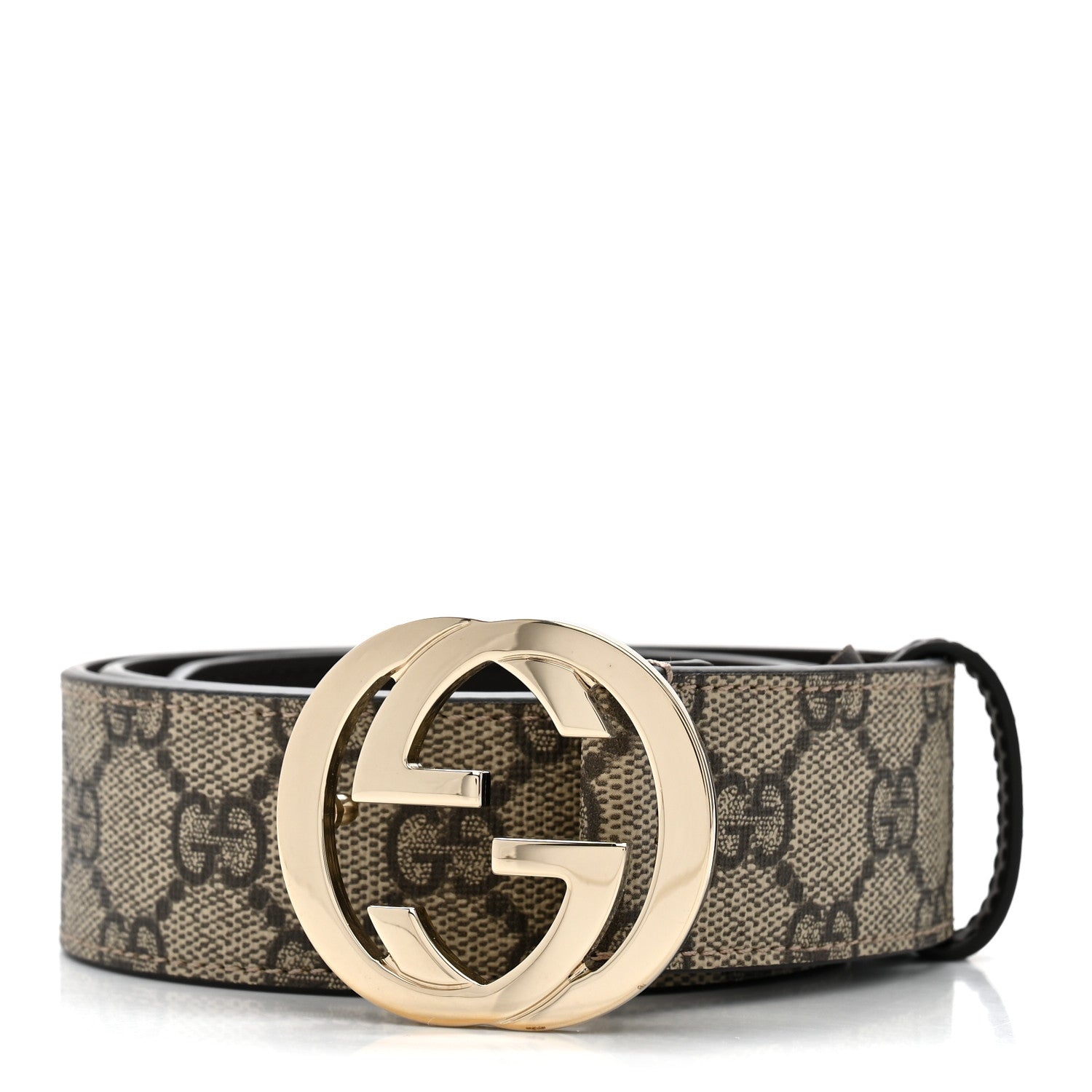 Gucci GG Supreme Monogram Interlocking G 37mm Belt 75 30 Beige Ebony 1 of 5