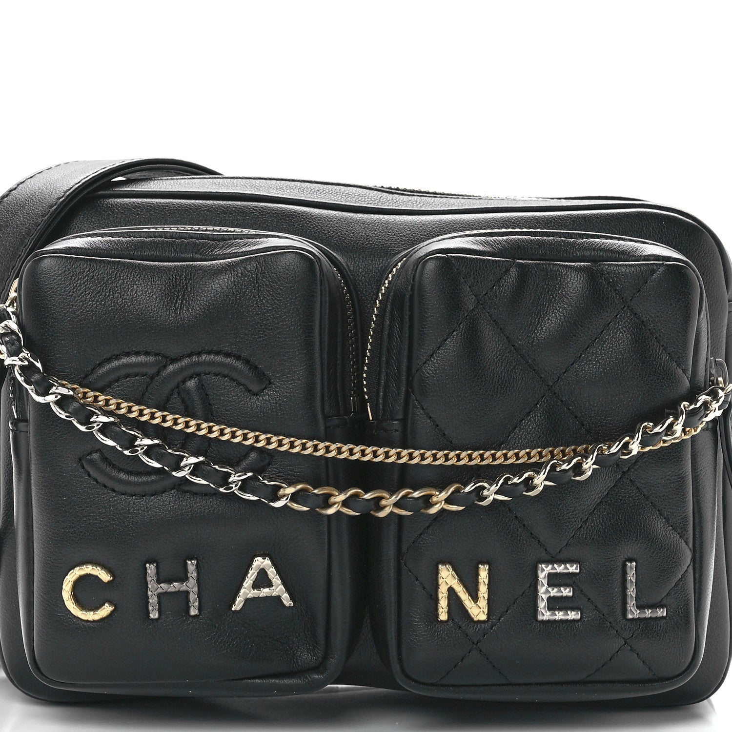 Chanel Calfskin Quilted Small Camera Case Black 8 of 12