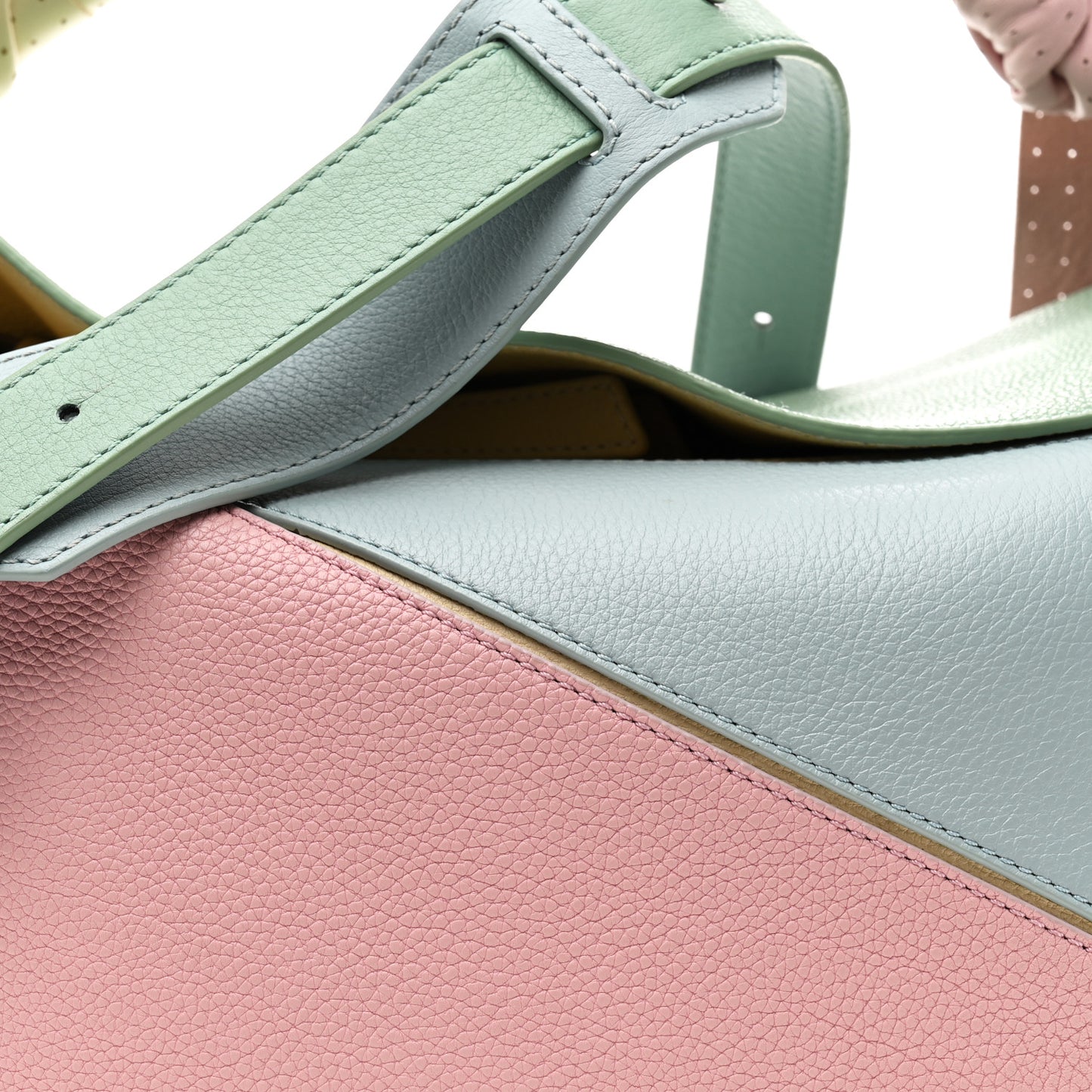 Calfskin Colorblock Medium Wrapped Handle Puzzle Bag Pink Multicolor