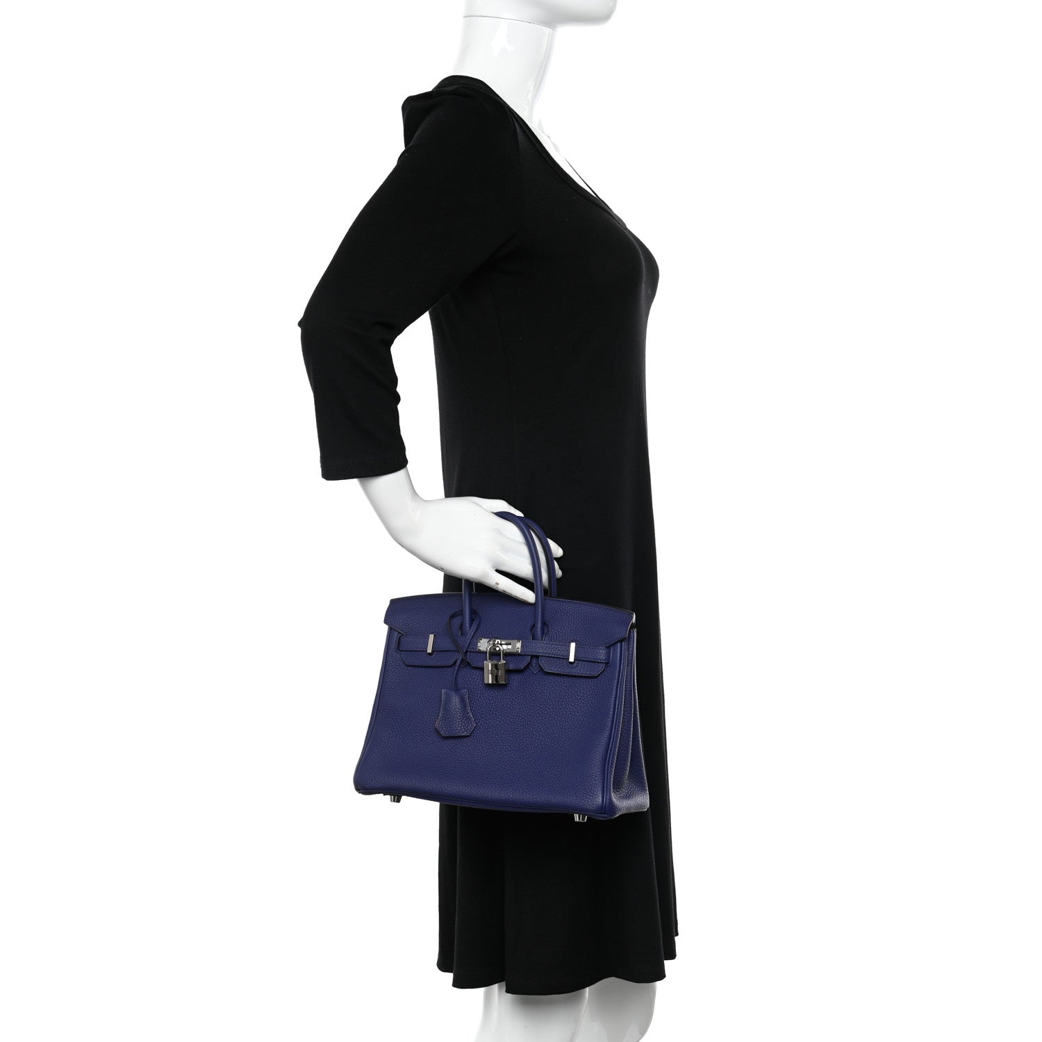 Hermes Togo Verso Birkin 25 Bleu Encre Orange 2 of 12