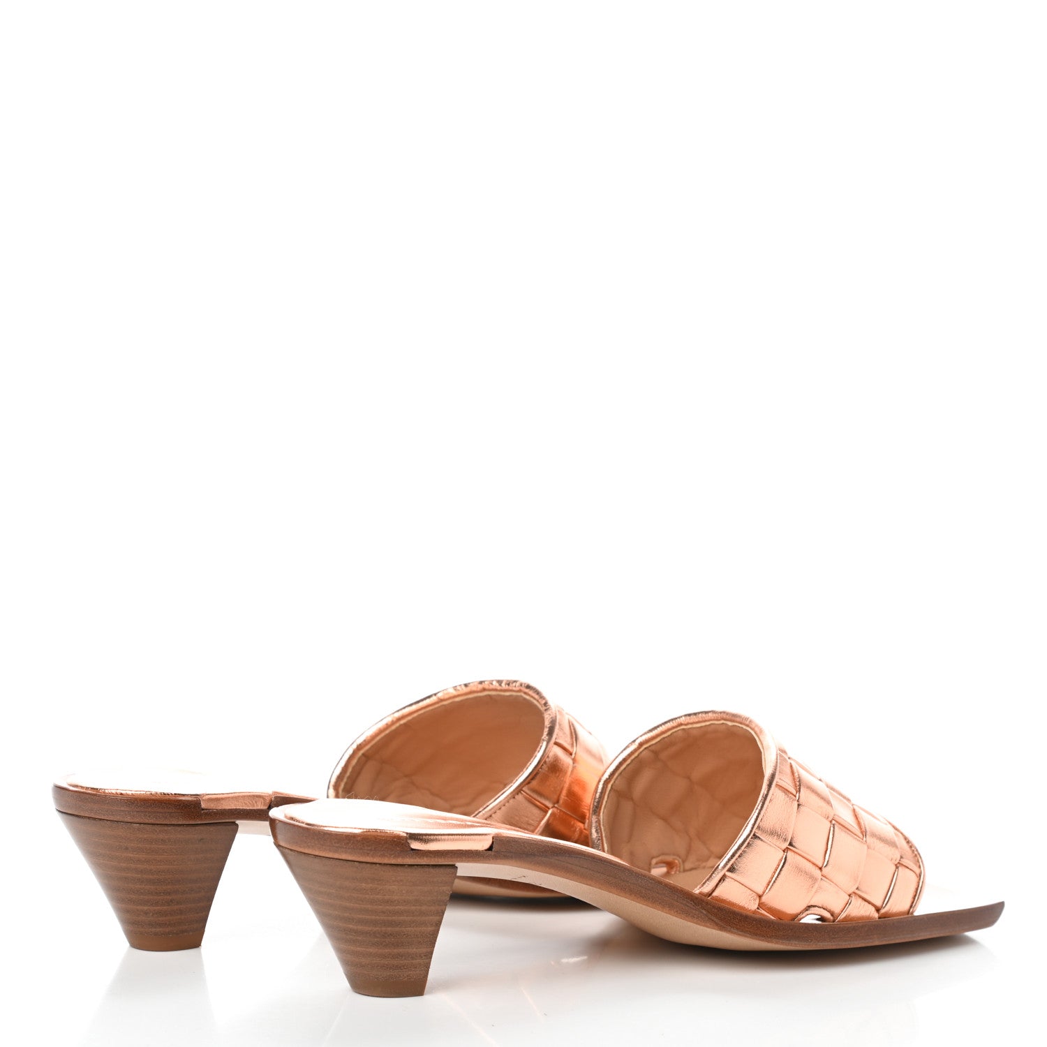Bottega Veneta Metallic Nappa Intrecciato Heeled Sandals 36.5 Gold Peach 4 of 7