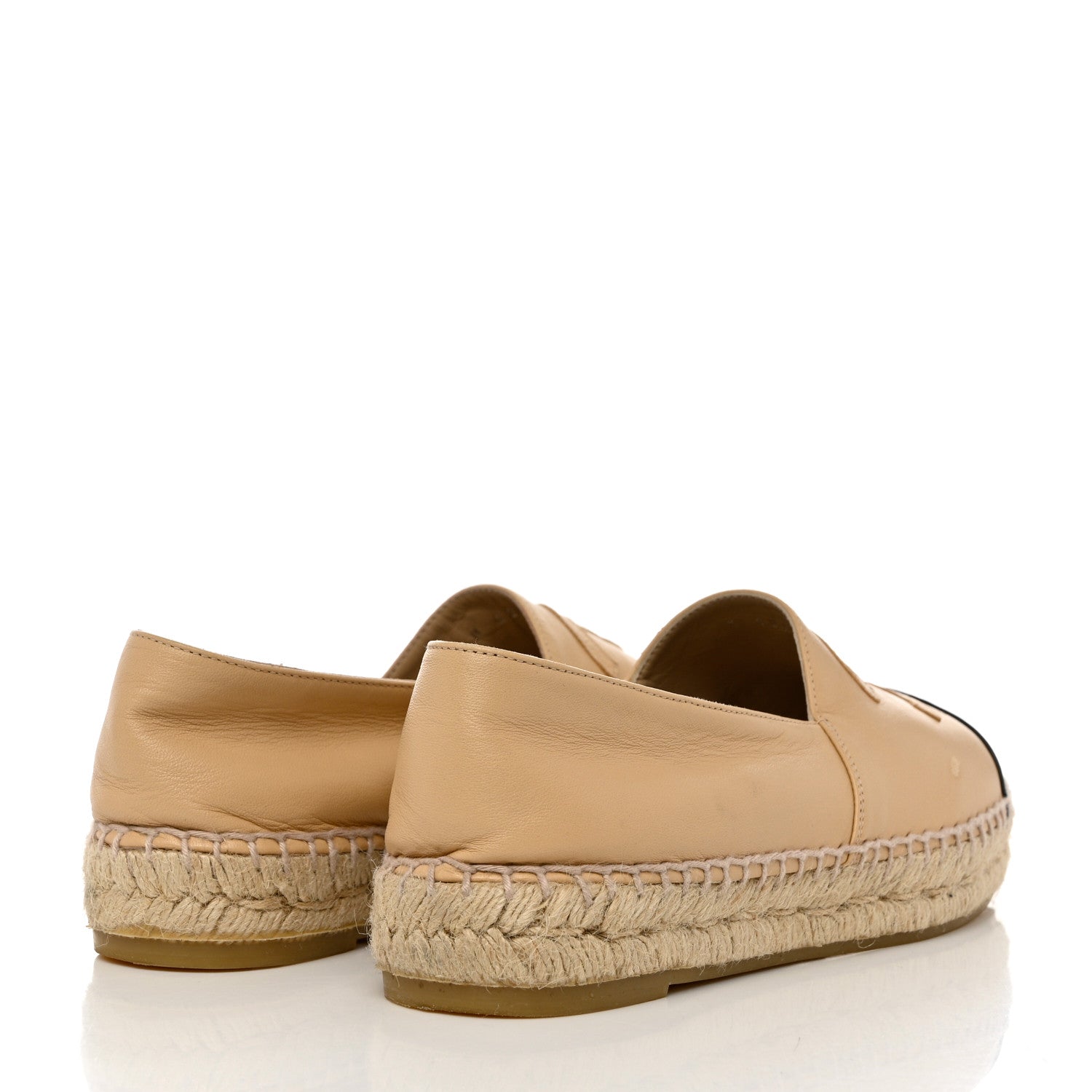Chanel Lambskin CC Espadrilles 38 Beige Black 4 of 12