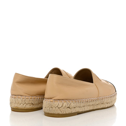 Chanel Lambskin CC Espadrilles 38 Beige Black 4 of 12