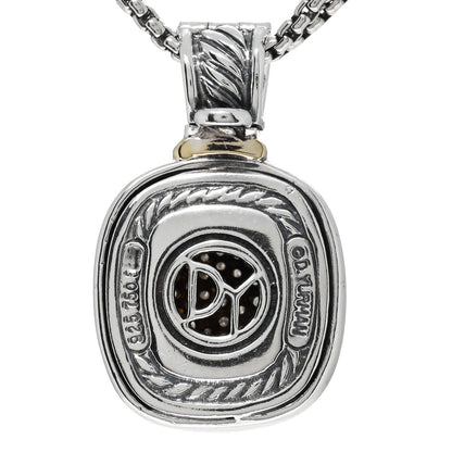 David Yurman Sterling Silver 14K Yellow Gold Diamond 9mm Albion Enhancer Pendant Necklace 5 of 5