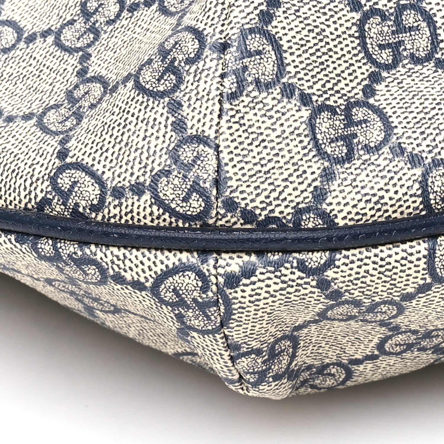 Gucci GG Supreme Monogram Textured Dollar Calfskin Web Small Ophidia Half Moon Hobo Beige Blue 9 of 11
