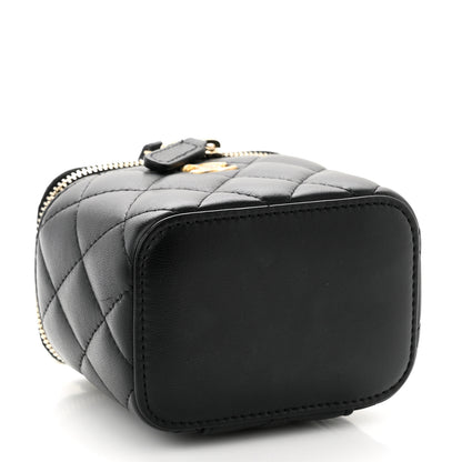 Chanel Lambskin Quilted Mini Pearl Crush Vanity Case With Chain Black 4 of 11