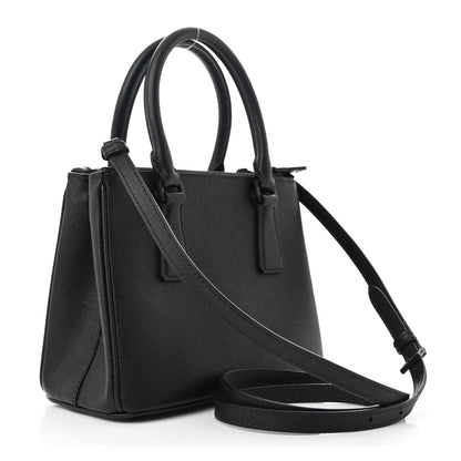 Prada Saffiano Lux Monochrome Mini Galleria Double Zip Tote Black 2 of 9