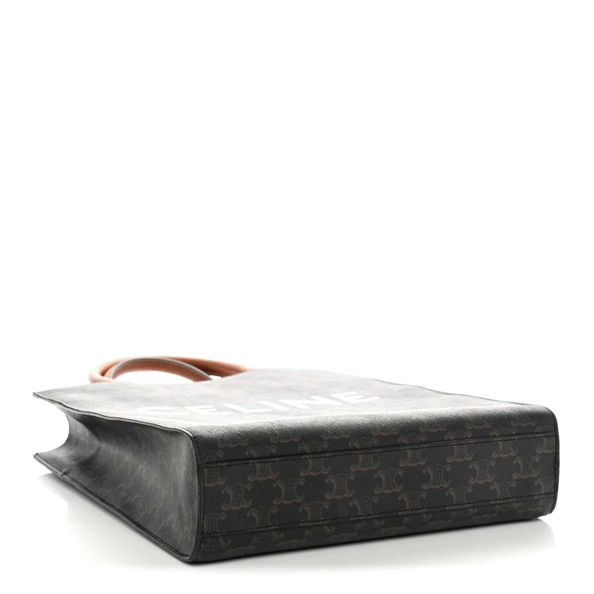 Triomphe Canvas Calfskin Small Vertical Cabas Tan