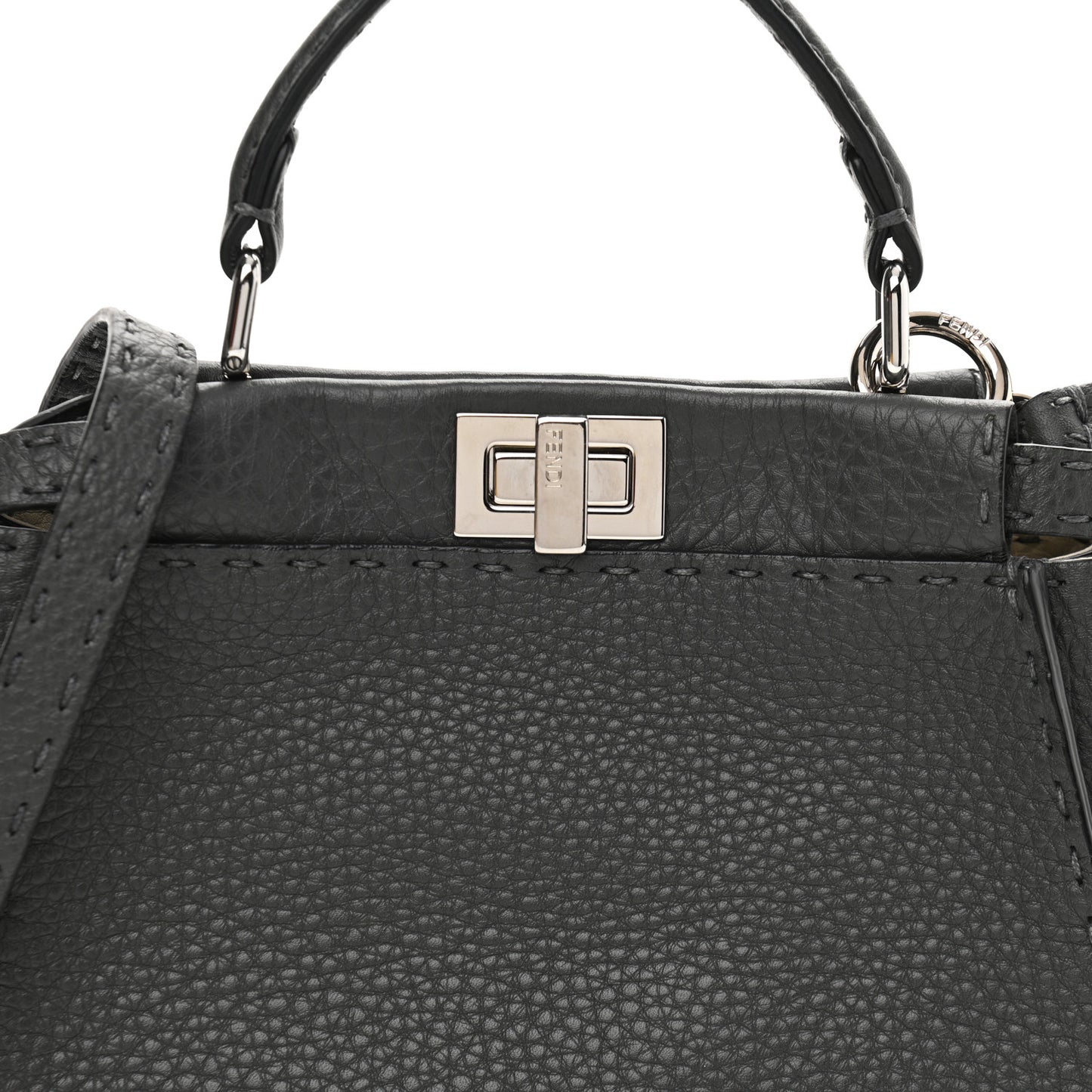 Cuoio Romano Selleria Bi-Color Mini Peekaboo Iconic Satchel Asfalto Latte