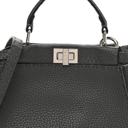 Fendi Cuoio Romano Selleria Bi-Color Mini Peekaboo Iconic Satchel Asfalto Latte 8 of 11