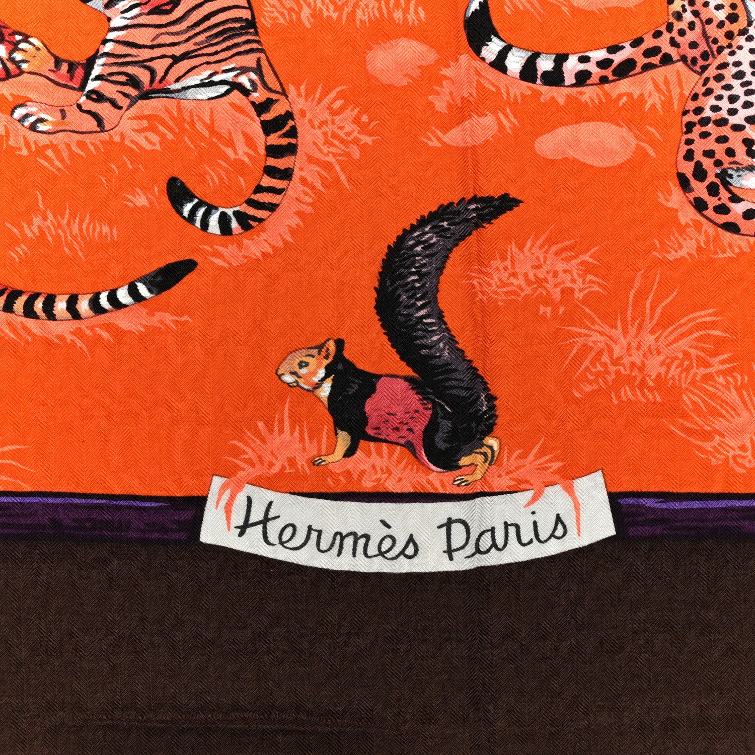 Hermes Cashmere Silk Tendresse Feline Shawl 140 4 of 6