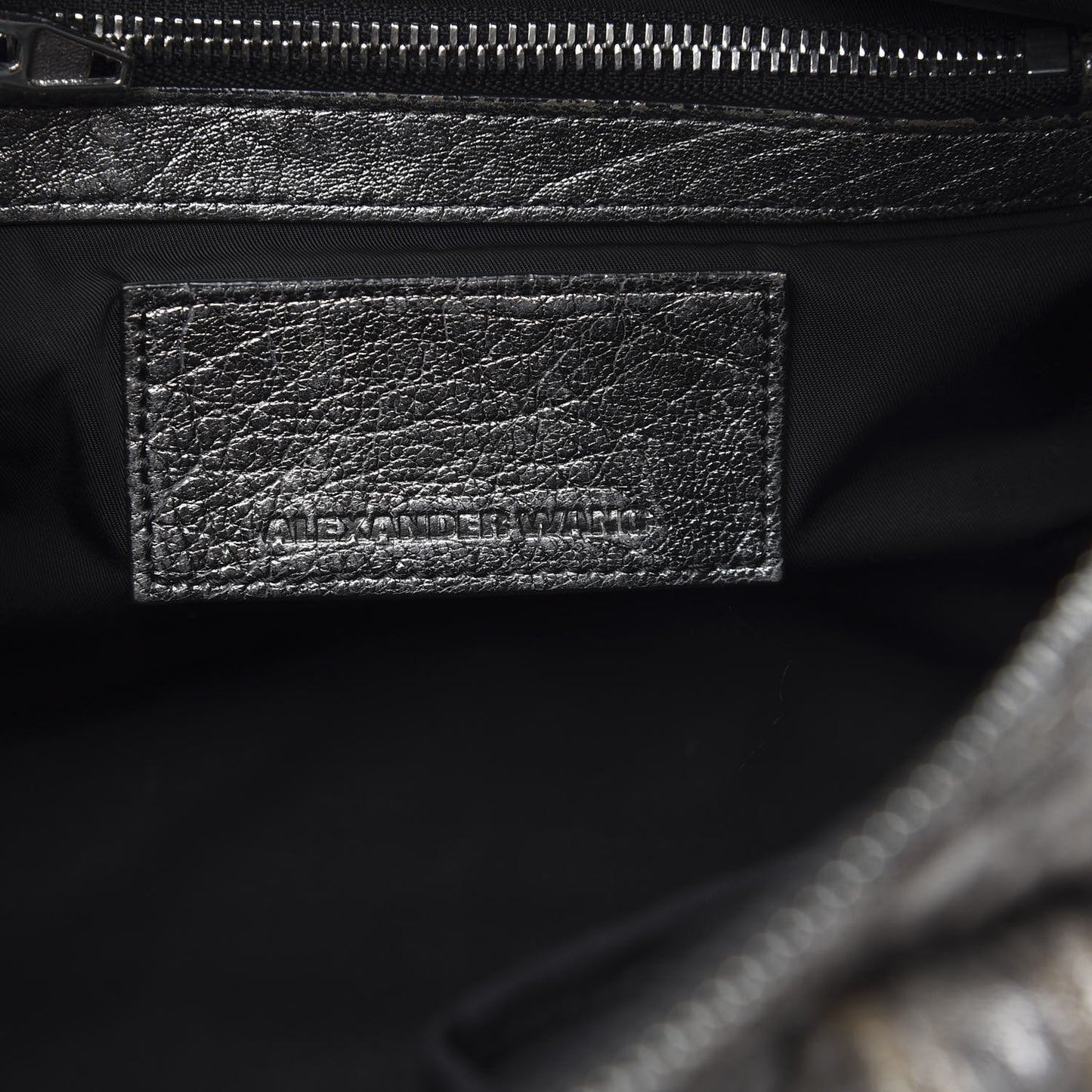 Metallic Pebbled Lambskin Rockie Carbon Silver Hardware