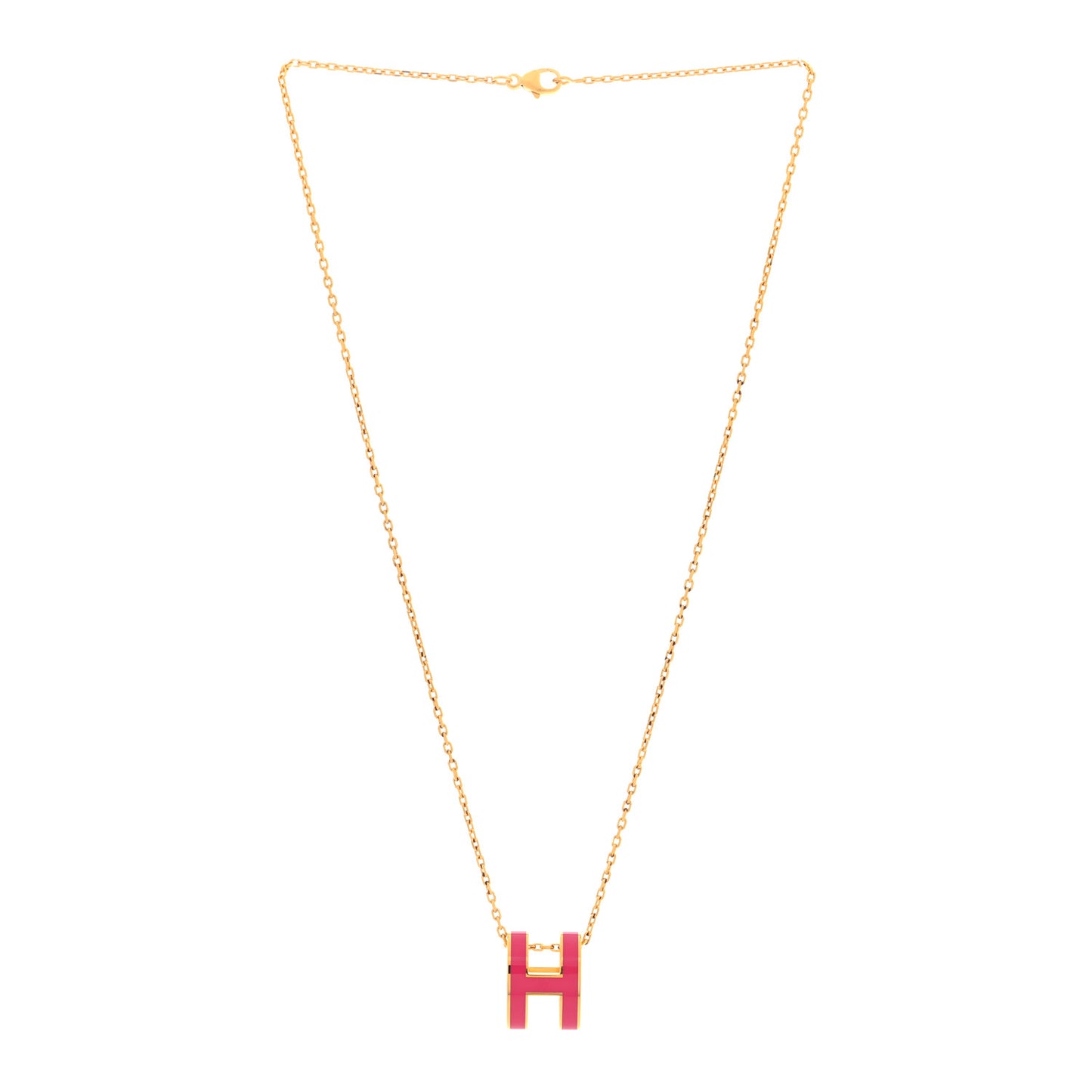 Lacquered Gold Pop H Pendant Necklace Rose Extreme