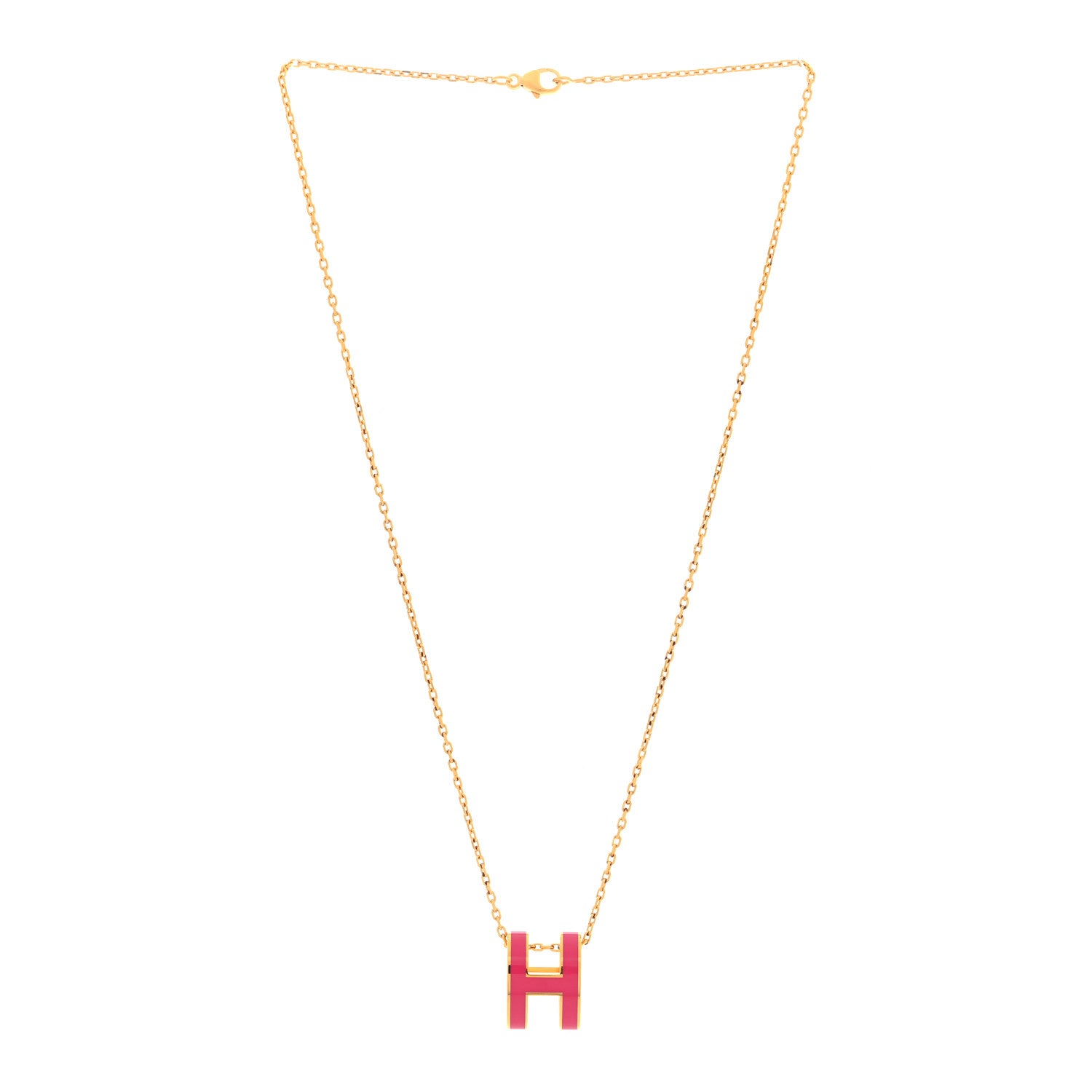 Hermes Lacquered Gold Pop H Pendant Necklace Rose Extreme 3 of 6