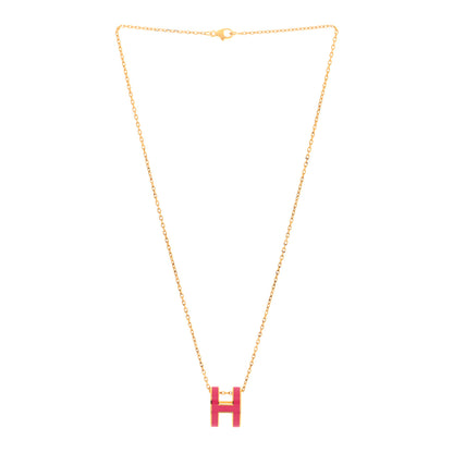Hermes Lacquered Gold Pop H Pendant Necklace Rose Extreme 3 of 6