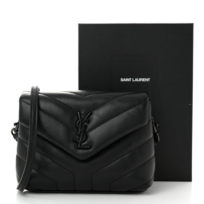 Saint Laurent Calfskin Y Quilted Monogram Monochrome Toy Loulou Crossbody Bag Black 11 of 11