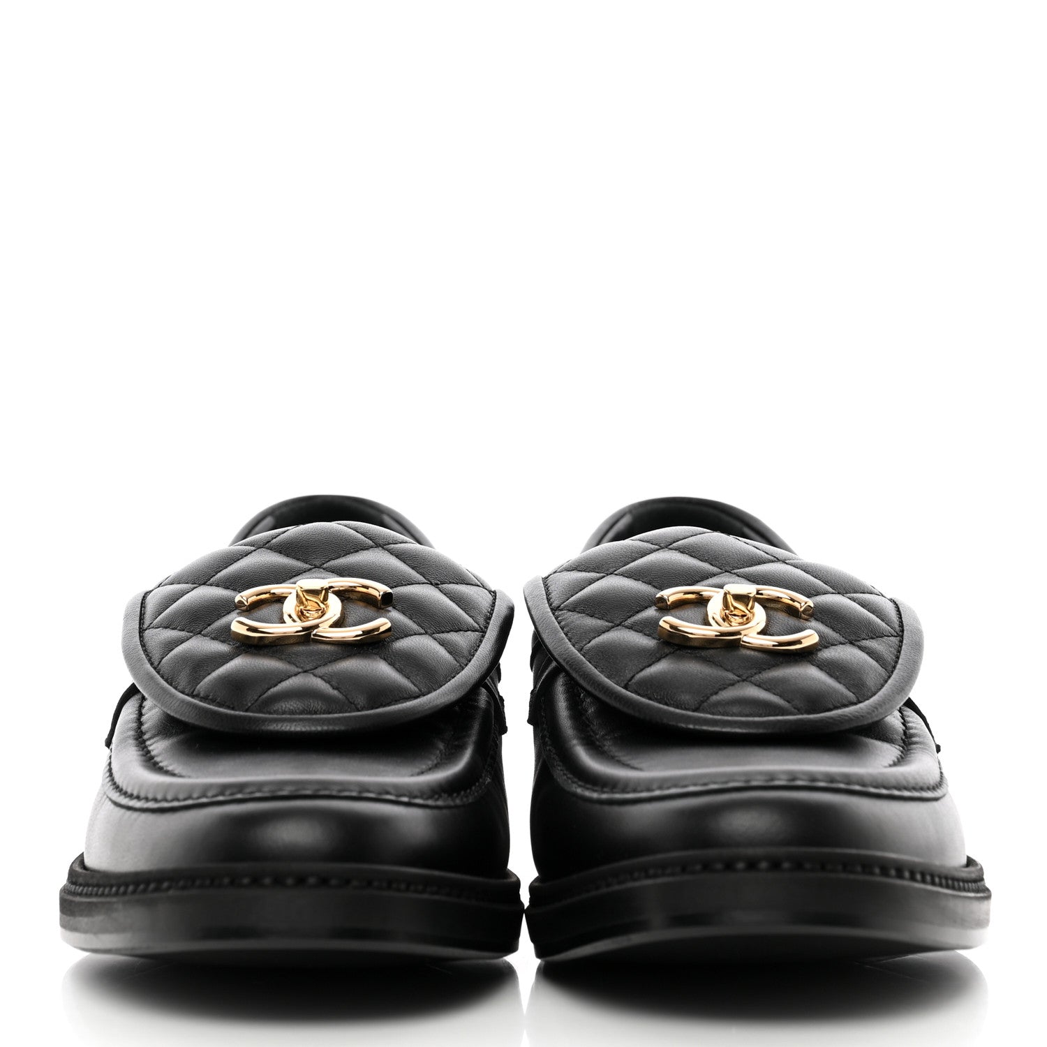 Chanel Lambskin Quilted CC Turnlock Loafers 41 Black 2 of 14